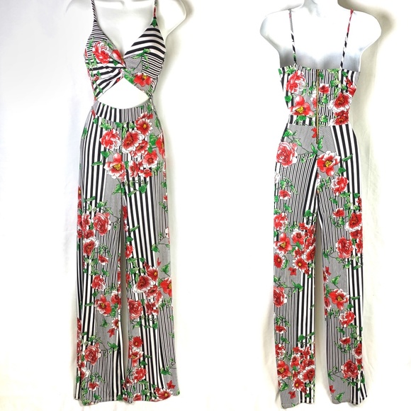 Goodtime USA Other - Goodtime USA Floral/Striped Jumpsuit Romper Sz S